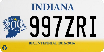 IN license plate 997ZRI