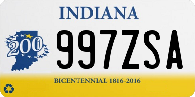 IN license plate 997ZSA