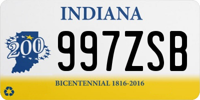 IN license plate 997ZSB