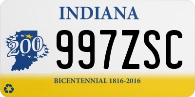 IN license plate 997ZSC