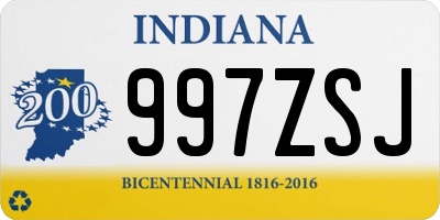 IN license plate 997ZSJ