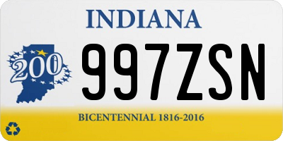 IN license plate 997ZSN