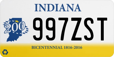 IN license plate 997ZST