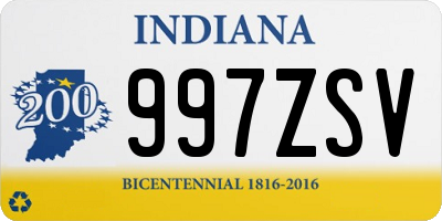 IN license plate 997ZSV