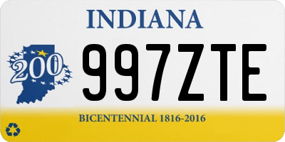 IN license plate 997ZTE