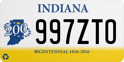 IN license plate 997ZTO