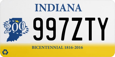 IN license plate 997ZTY