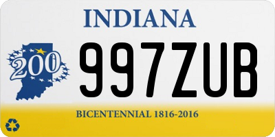 IN license plate 997ZUB