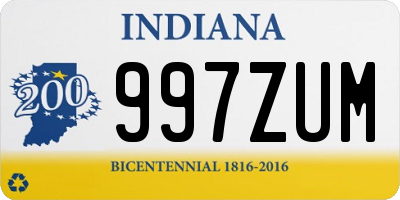 IN license plate 997ZUM