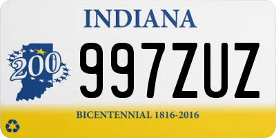 IN license plate 997ZUZ