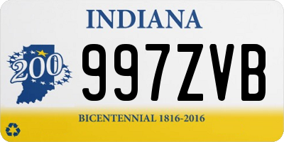 IN license plate 997ZVB