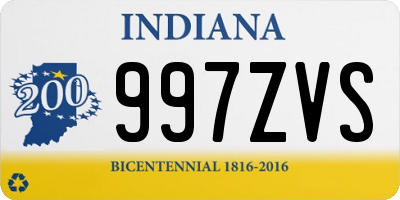 IN license plate 997ZVS