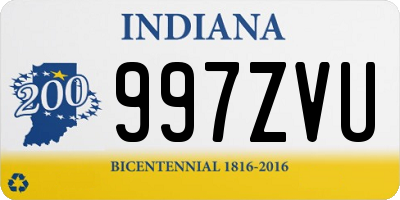 IN license plate 997ZVU