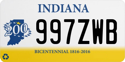 IN license plate 997ZWB