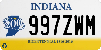 IN license plate 997ZWM