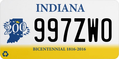 IN license plate 997ZWO