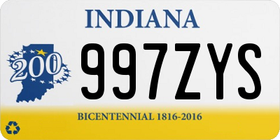 IN license plate 997ZYS