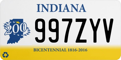 IN license plate 997ZYV