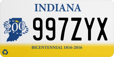 IN license plate 997ZYX