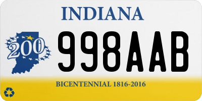 IN license plate 998AAB