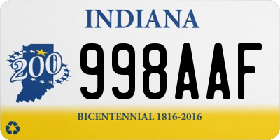 IN license plate 998AAF