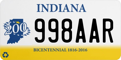 IN license plate 998AAR