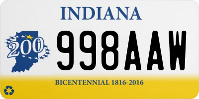 IN license plate 998AAW