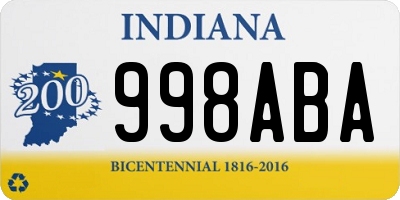 IN license plate 998ABA