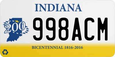 IN license plate 998ACM