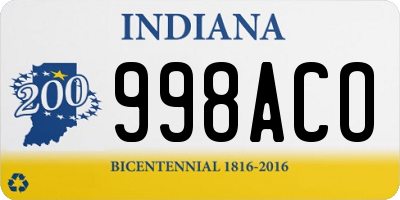 IN license plate 998ACO