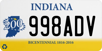 IN license plate 998ADV