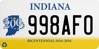 IN license plate 998AFO