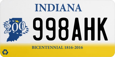 IN license plate 998AHK