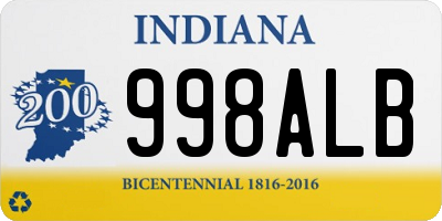 IN license plate 998ALB