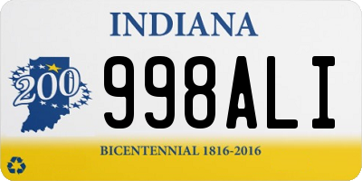 IN license plate 998ALI