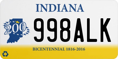 IN license plate 998ALK