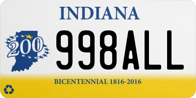 IN license plate 998ALL