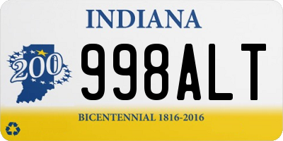 IN license plate 998ALT