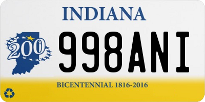 IN license plate 998ANI