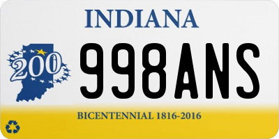 IN license plate 998ANS