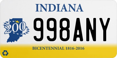 IN license plate 998ANY