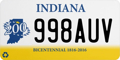 IN license plate 998AUV