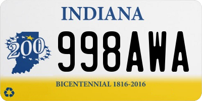 IN license plate 998AWA