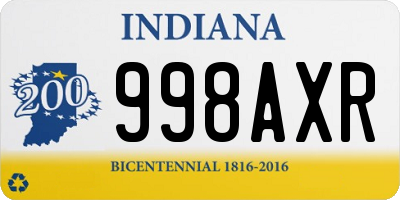 IN license plate 998AXR