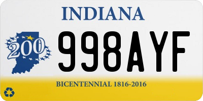 IN license plate 998AYF