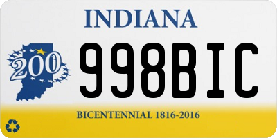 IN license plate 998BIC