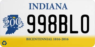 IN license plate 998BLO