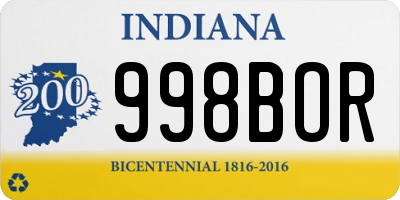 IN license plate 998BOR