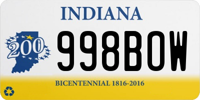 IN license plate 998BOW