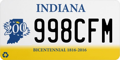 IN license plate 998CFM